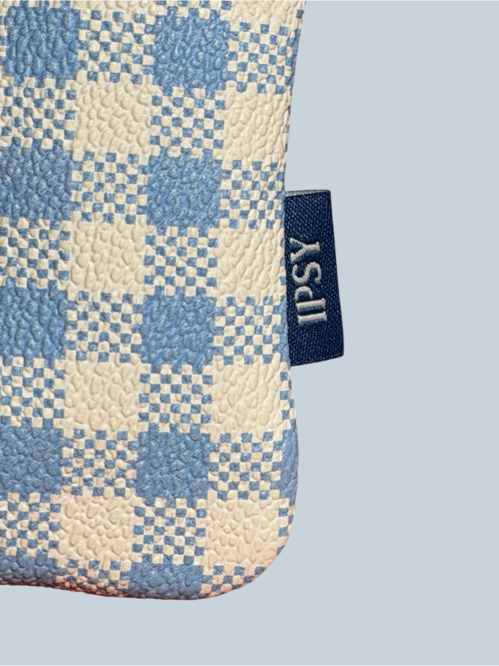 NEW Summer Blue Gingham Wristlet Clutch - or Cosmetics Bag - Picture 6 of 7